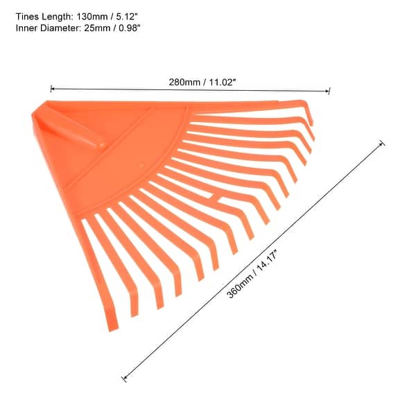 slide 3 of 5, 16 Tines Leaf Rake Replacement, Nylon Patio Lawn Folding Grass Tool, Orange - 11.02x14.17 inch, 1Pcs Orange