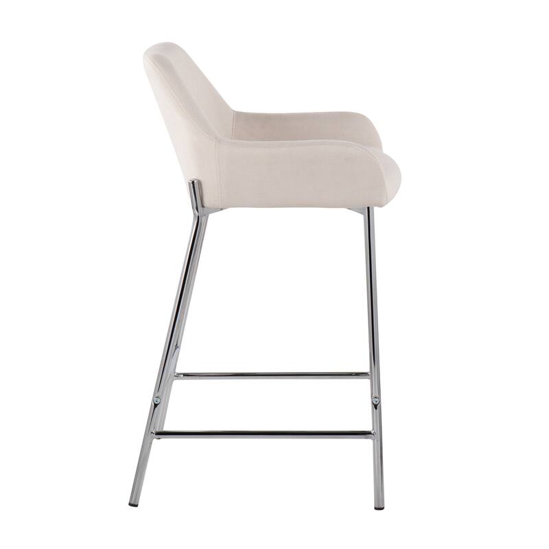 Silver Orchid Galotti Chrome Fixed-Height Upholstered Counter Stool - Set of 2