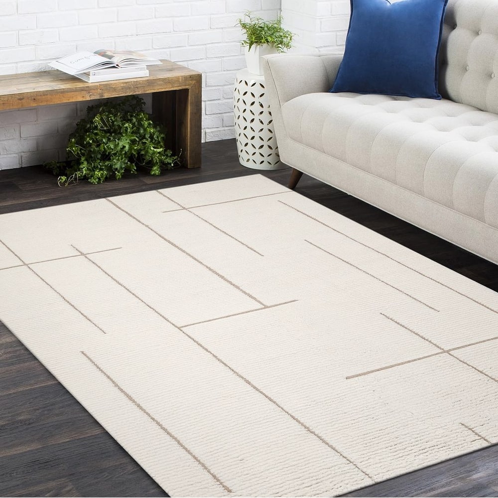 Contemporary Solid Ivory Area Rug