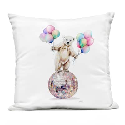 Stupell Polar Bear & Balloons Printed Outdoor Throw Pillow Design by Amanda Greenwood