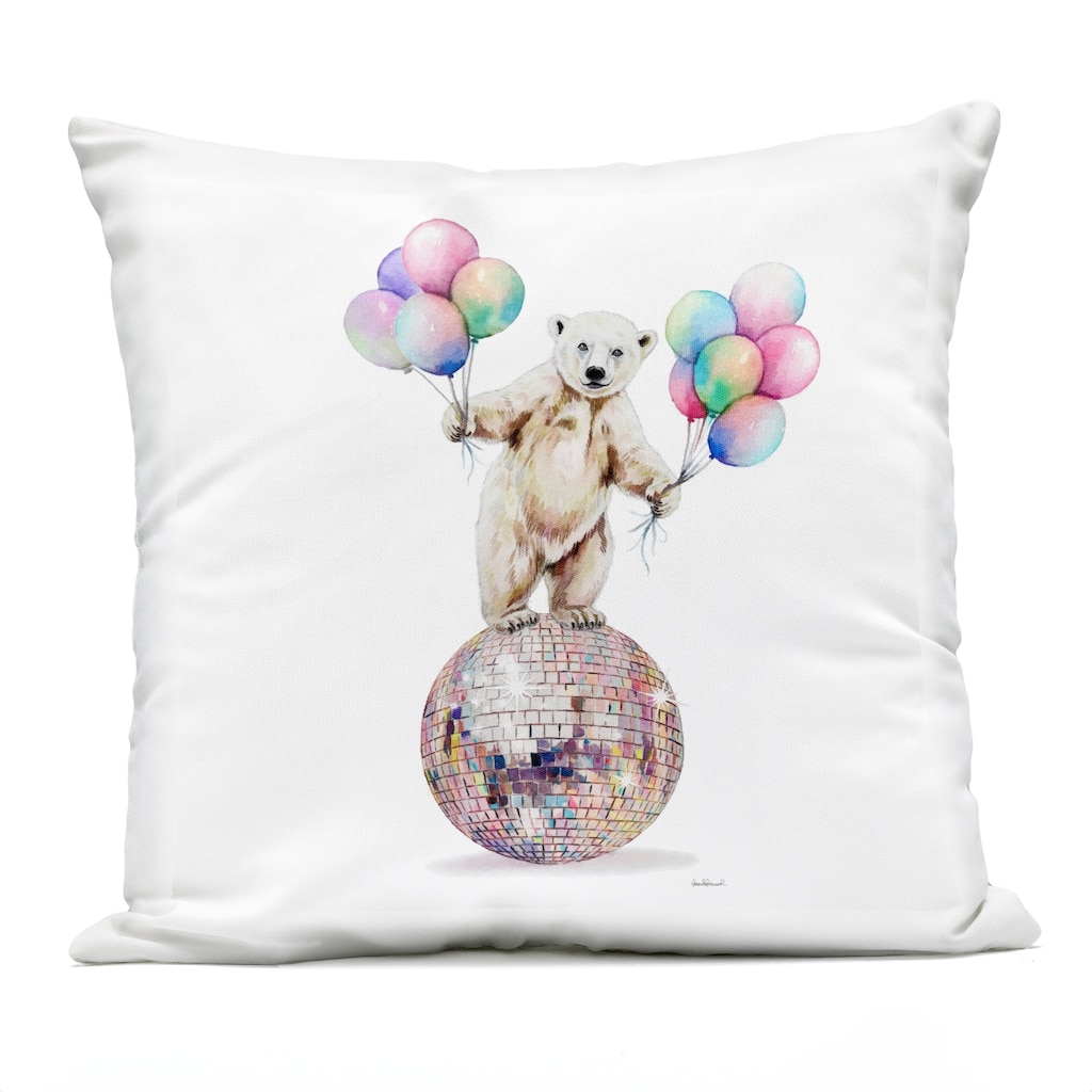 Stupell Polar Bear & Balloons Printed Outdoor Throw Pillow Design by Amanda Greenwood