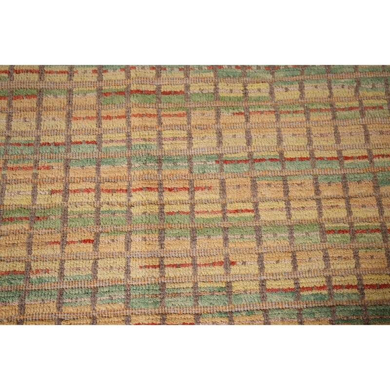 All-Over Checkered Moroccan Large Area Rug Hand-Knotted Wool Carpet - 9'10"x 14'4"