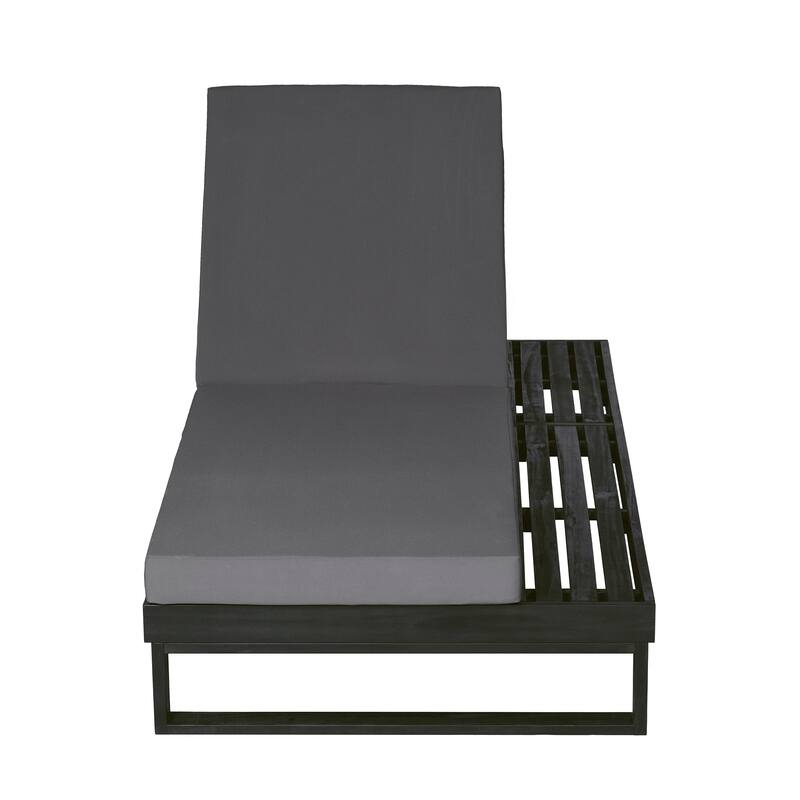 Christopher Knight Home - Modern Outdoor Acacia Wood Chaise Lounge with 4-Position Adjustable Backrest & 3-Fold Cushion