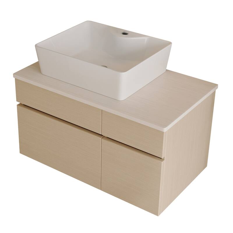 31.5 Inches Floating Single Small Bathroom Vanity with Sink