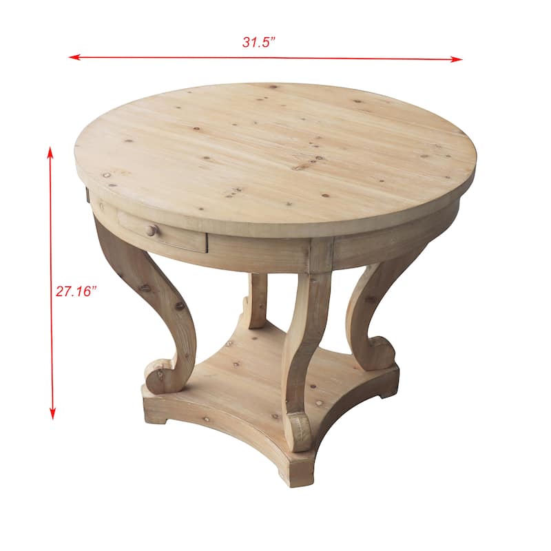 Sleek Round Farmhouse Style Side Table with Curved Legs