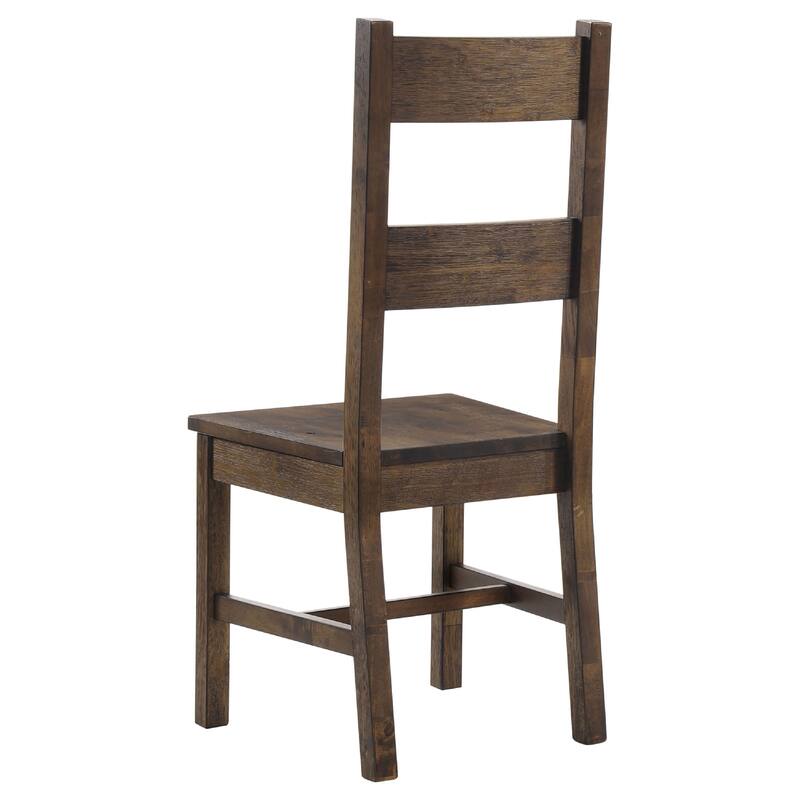 Caly 9pc Dining Table Set, 8 Ladderback Side Chairs, Rustic Golden Brown
