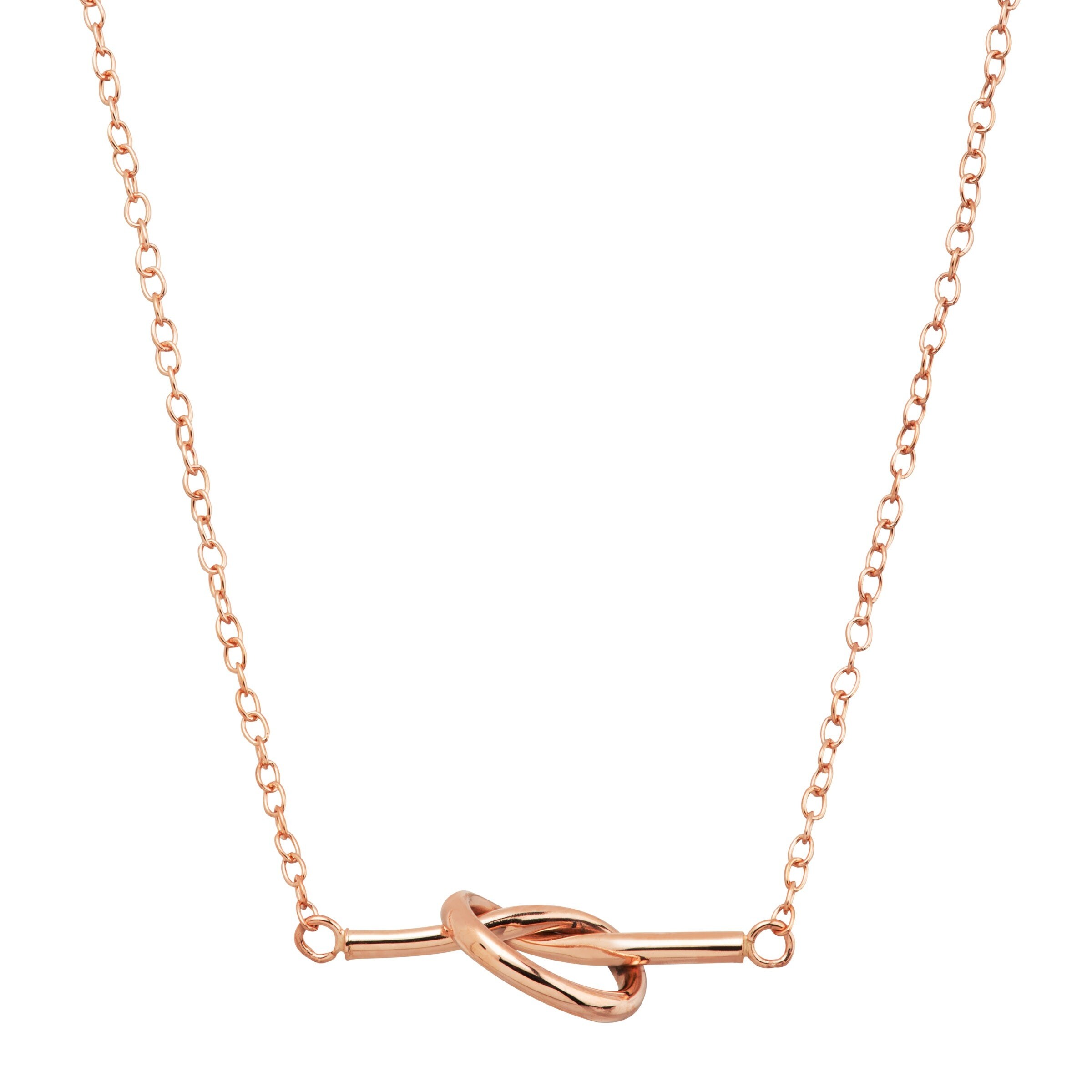 Shop Eternity Gold Love Knot Bar Necklace In 14k Rose Gold Pink