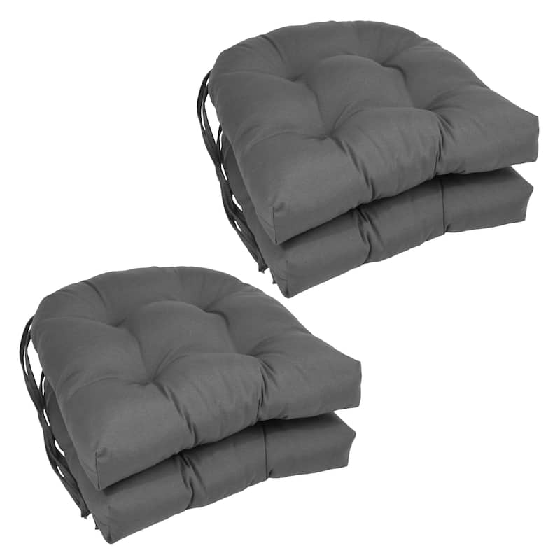 16-inch U-Shaped Indoor Twill Chair Cushions (Set of 2, 4, or 6) - 16" x 16" - Set of 4 - Steel Grey