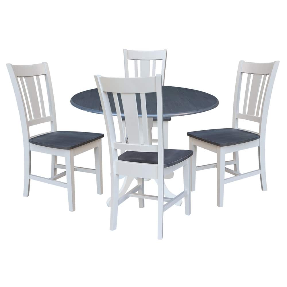 42 in. Drop Leaf Dining Table with Splat Back Chairs - Dining Set