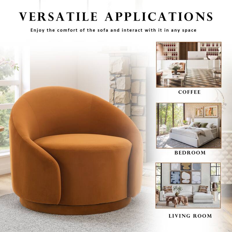 Modern Upholstered Swivel Barrel Chair Accent Lounge Chair