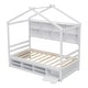 preview thumbnail 8 of 33, Elegant Twin House Bed Kids Bed with Roof Frame,Bedside Storage Shelves,Ladder and Guardrail