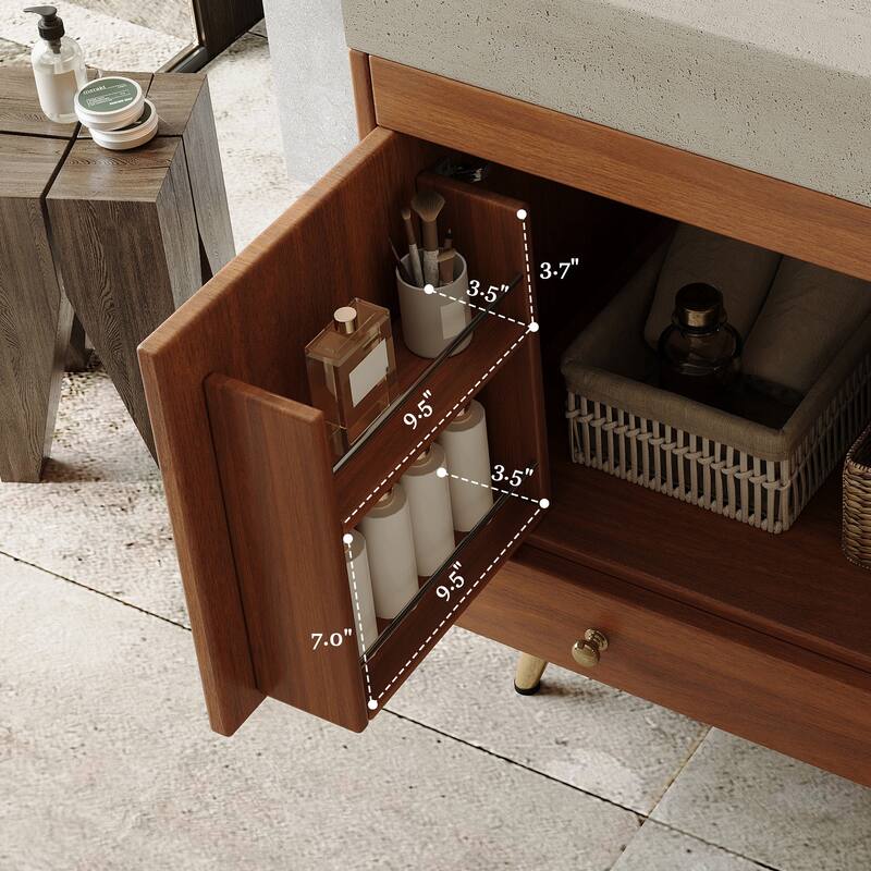 Free-standing Bathroom Vanity with Faux Marble Top & Ceramic Sink, 30" Double Door Storage Cabinet, Waterproof Engineered Wood