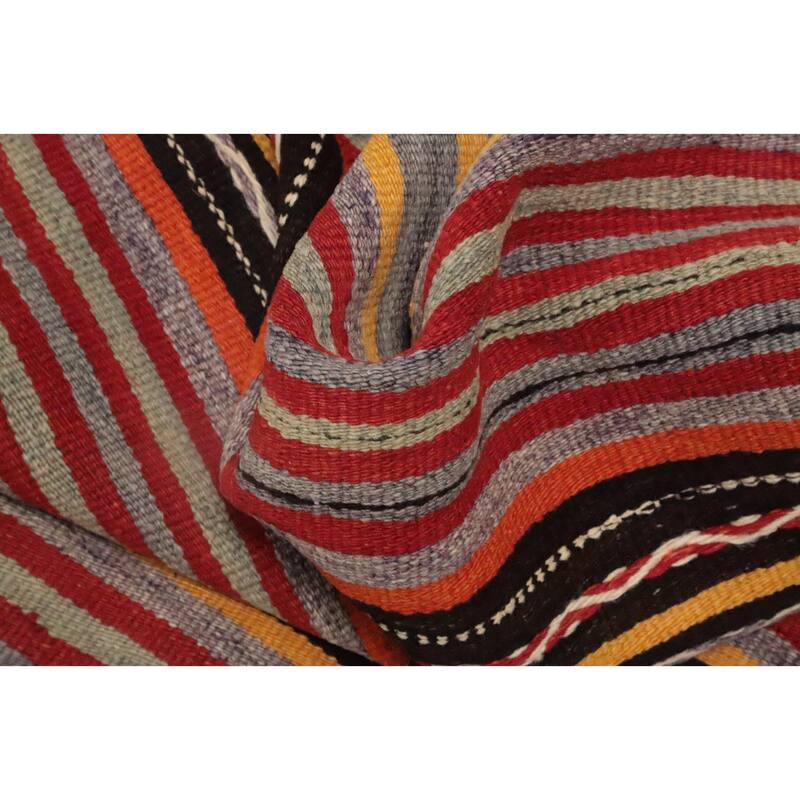 Hand Woven Oriental 100% Wool Carpet Southwestern Tribal Multi-Colored Kilim Area Rug - 8' 5'' X 5' 1''