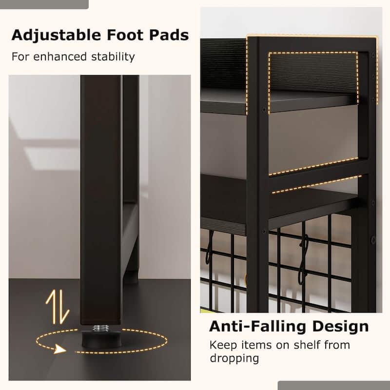 Costway Desk Shelf 4-Tier Desktop Display Rack with Metal Grid Panel & - See Details