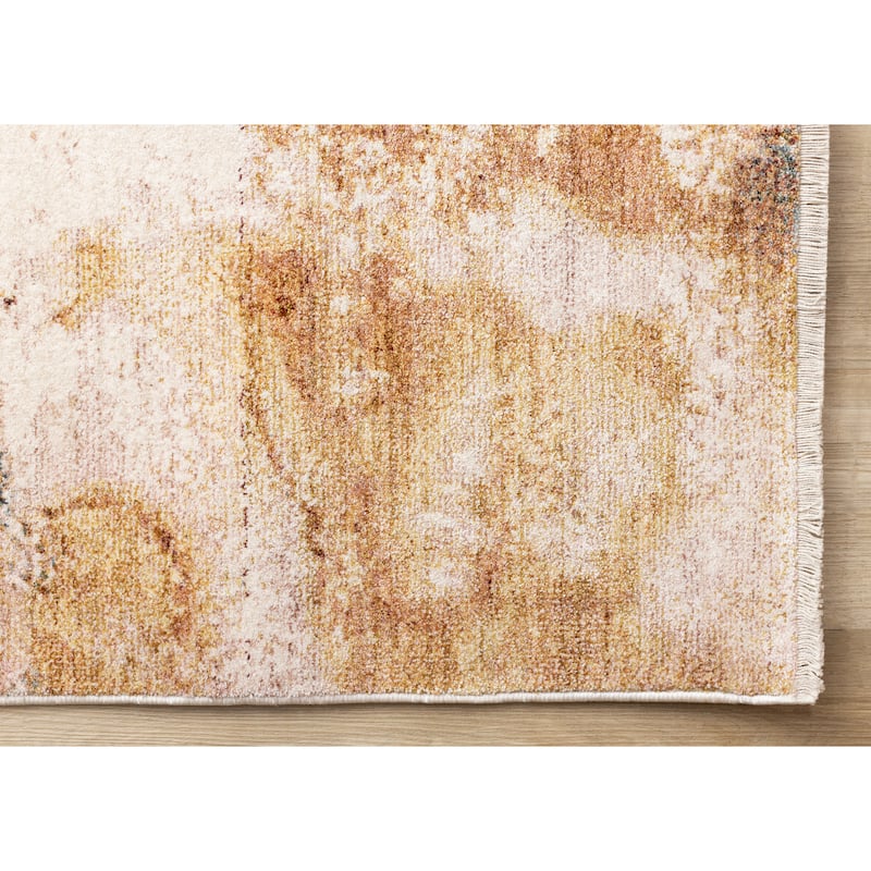 Olivia Collection - Ominous Swirl Blue Orange White Area Rug