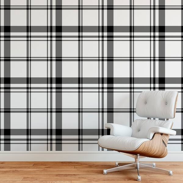 Modern Plaid Designer Matte Peel Stick Wallpaper Panel Overstock 32016667 Shop our check wallpaper here! usd