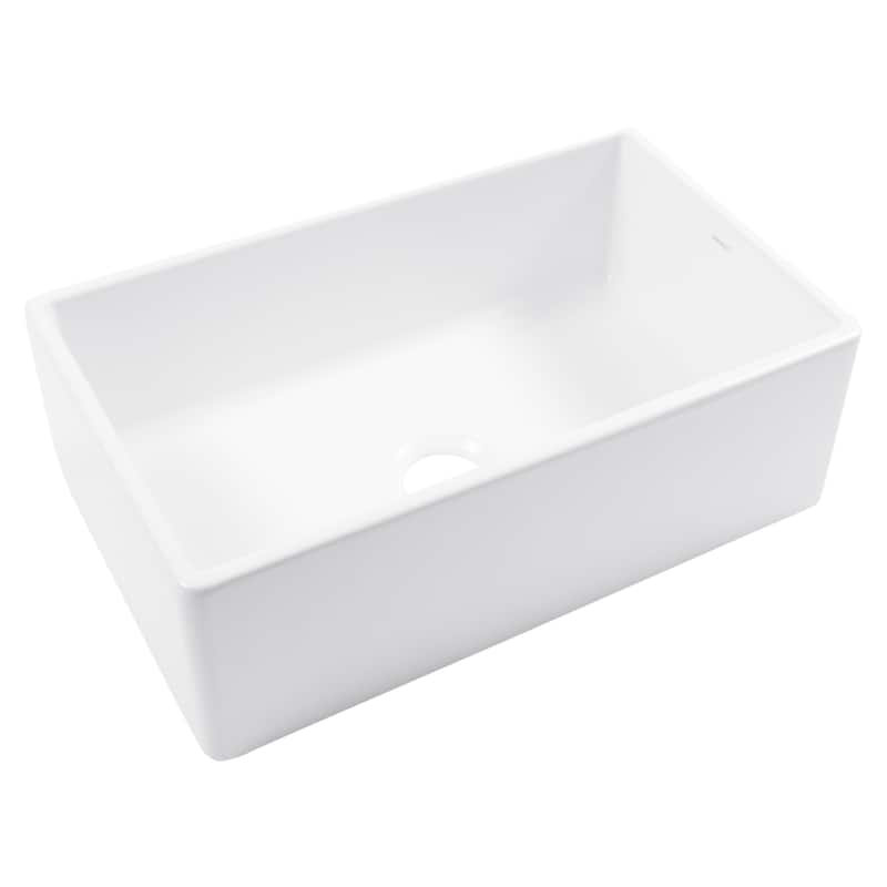 Austen Matte White Fireclay 30" Single Bowl Farmhouse Apron Front Undermount Kitchen Sink and Drain