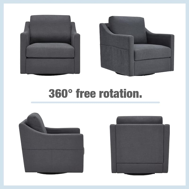 Swivel Accent Chair - Modern Linen Armchair with Removable Cover for Living Room & Reception