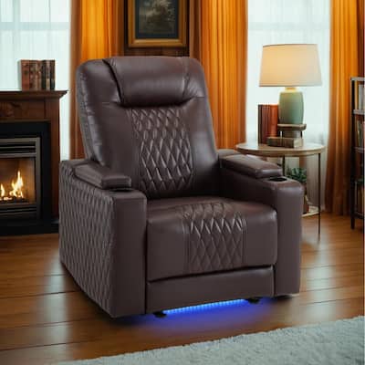 MCombo Power Recliner Chair with Adjustable Headrest, USB & Type C Port, LED Light HTS401