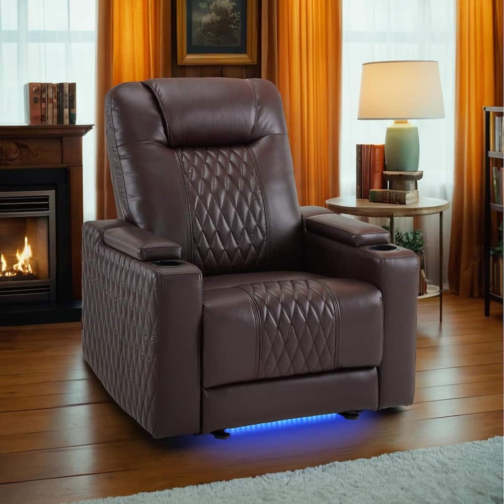 MCombo Power Recliner Chair with Adjustable Headrest, USB & Type C Port, LED Light HTS401