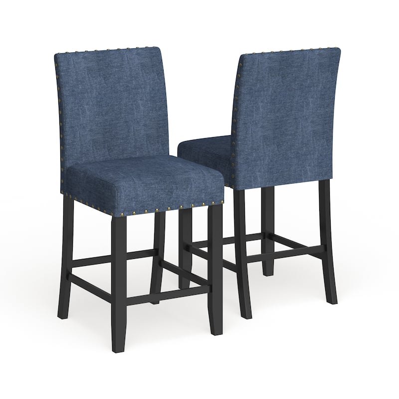 Strick & Bolton Gallaccio Contemporary 25-inch Fabric Stool (Set of 2) - Blue