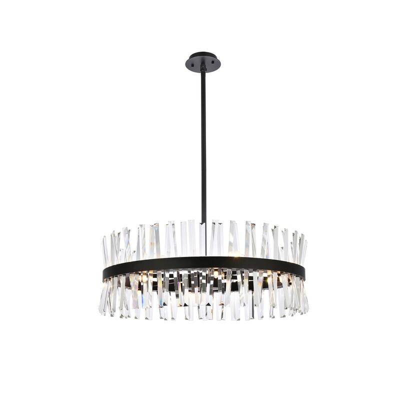 Indigo Home 32 inch crystal round chandelier light - Black