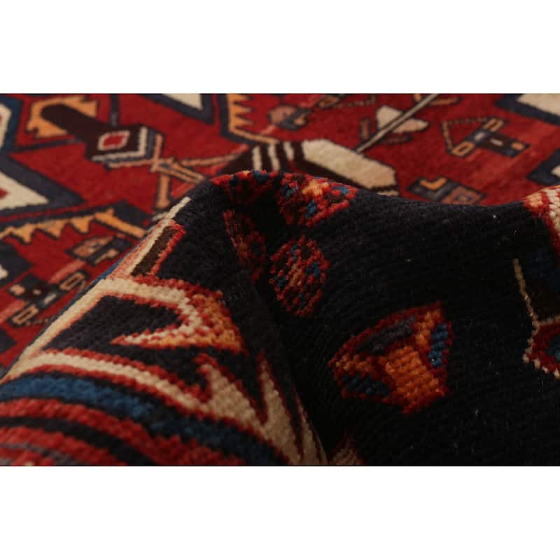 ECARPETGALLERY Hand-knotted Andelz Navy, Red Wool Rug - 3'3 x 9'9
