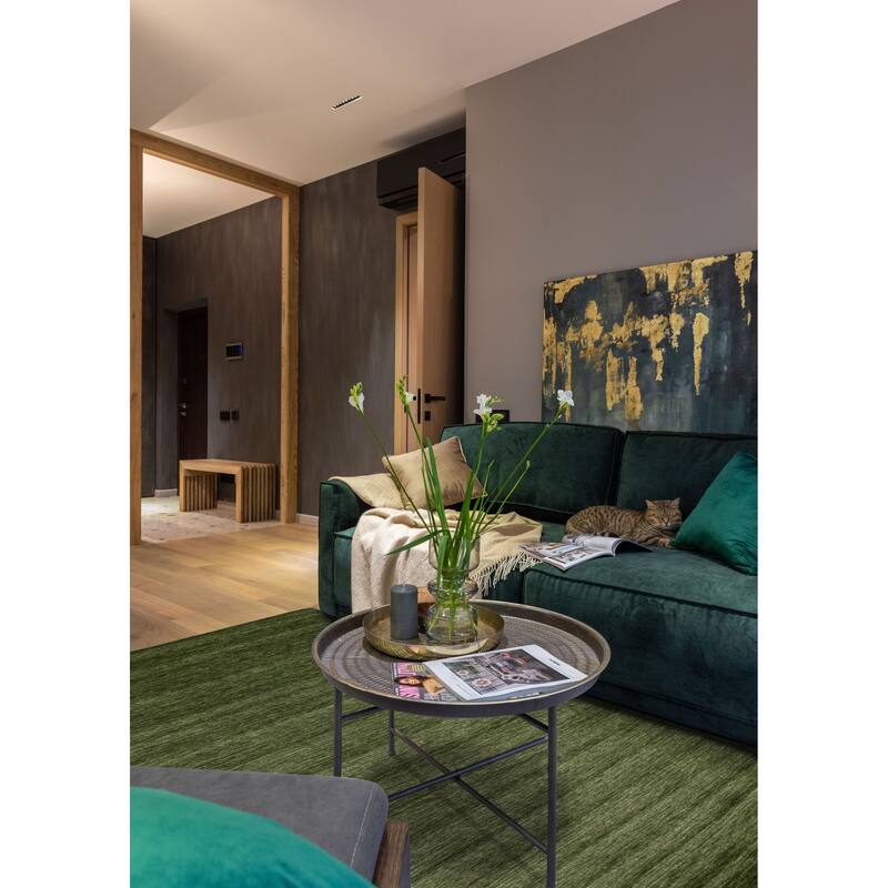 Kashkuli Gabbeh Green Rug 8'4" x 11'4" - 8'4 x 11'4