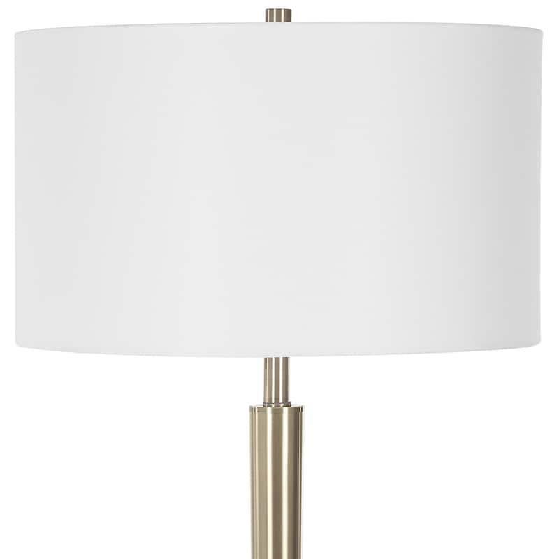 Tapered Floor Lamp with Drum Shade - 64" - White and Brass Plated