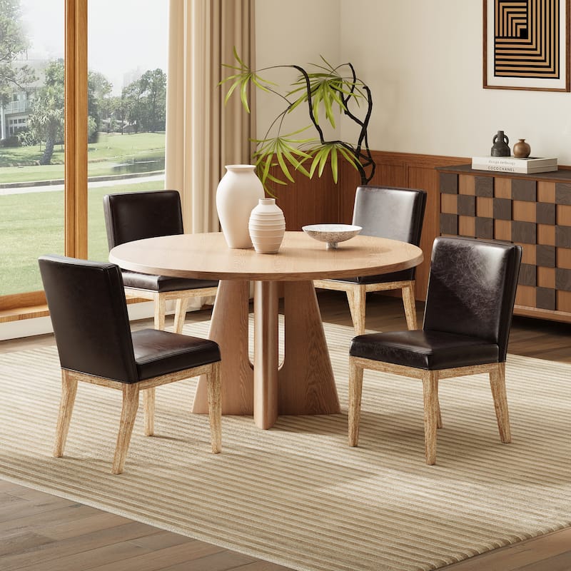 Multiple pieces of medieval-style dining chairs Wood Legs - Brown - Set of 4