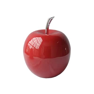 Shiny Buffed Red Apple Sculpture - 11 x 5.5 x 5.5
