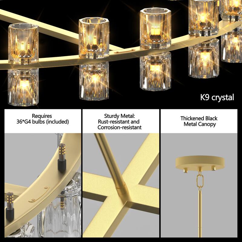 Modern 36" Gold Round Chandelier