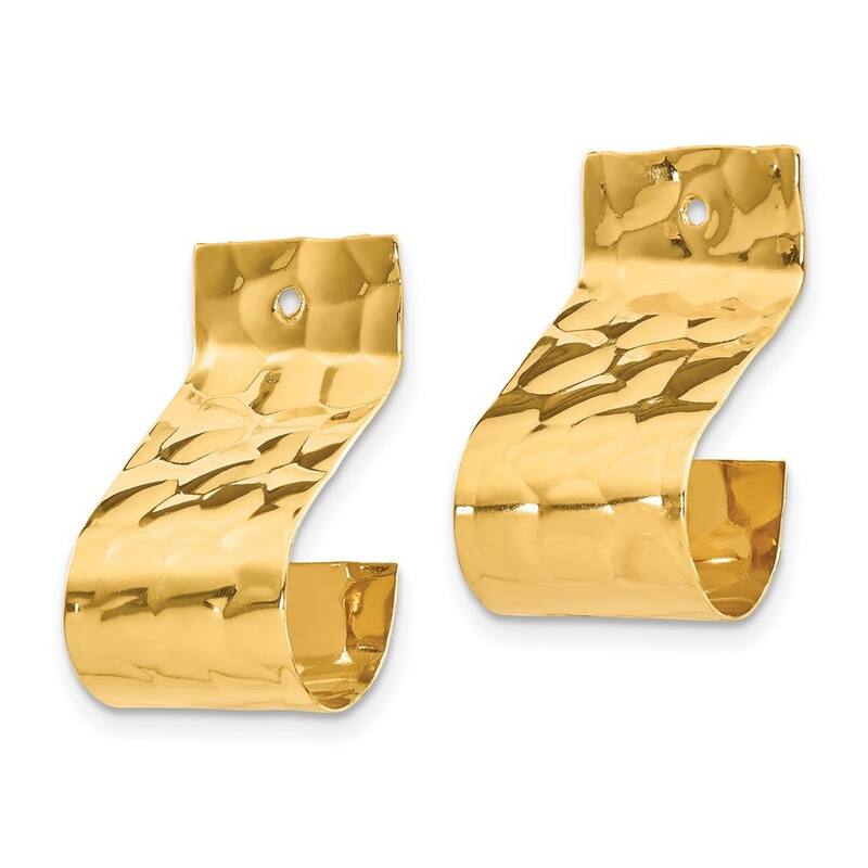 Curata 14k Yellow Gold Polished Hammered Earrings - Jackets 18x11mm