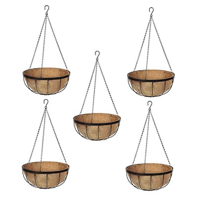 12"-14"-16" DreamPatio Hanging Basket Planter with Coconut Coir