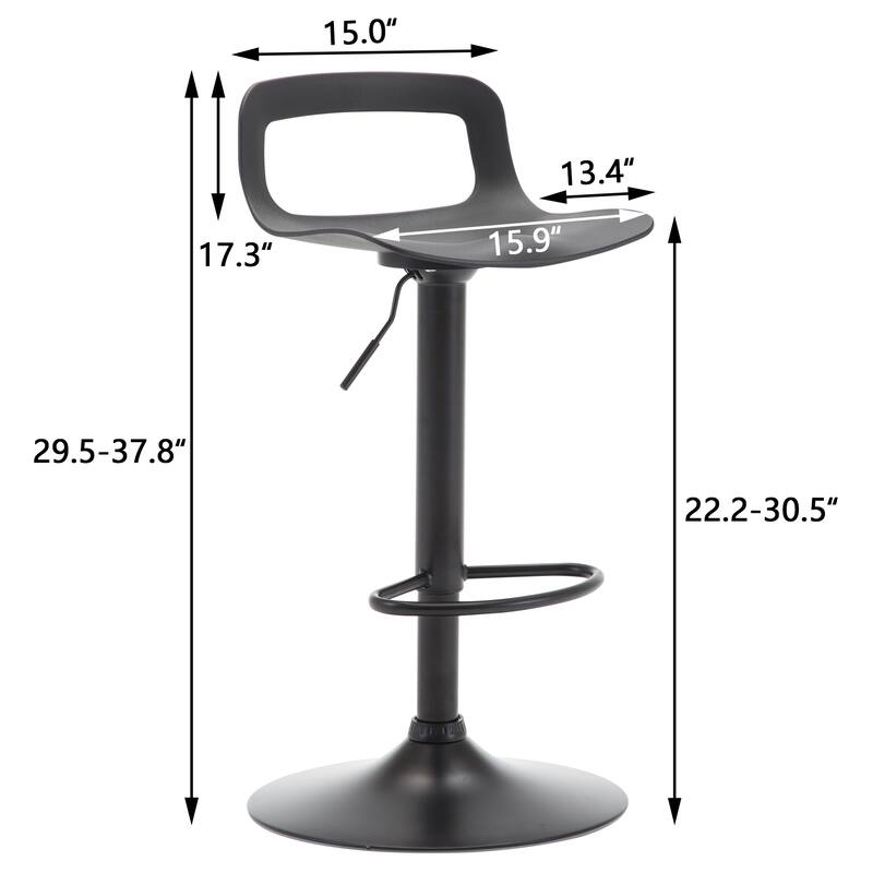 Adjustable Barstools Airlift Counter Bar Pub Height Stools with Plastic Seat Set of 2