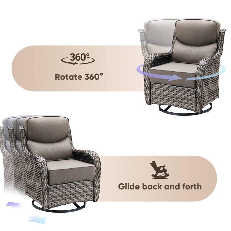 Pocassy Outdoor Swivel Glider Chairs with 4Inch 5Inch 6Inch Cushion