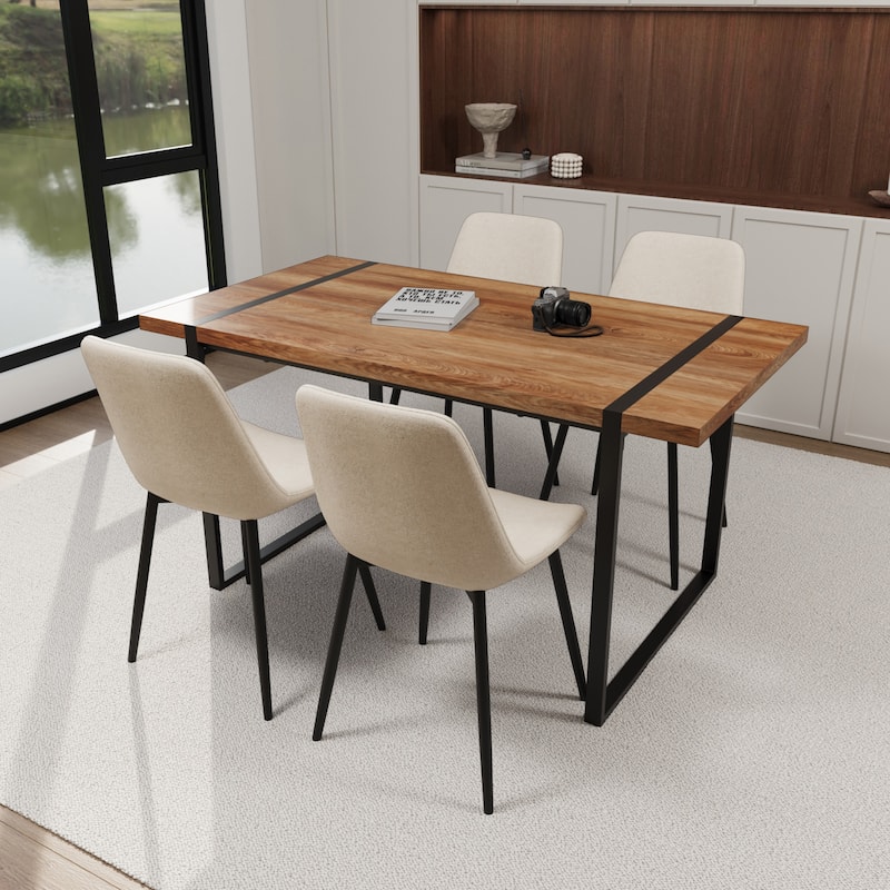 MDF black wooden dining table and modern dining chair set of 4 pieces, medieval wooden kitchen dining table set