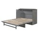 preview thumbnail 7 of 18, Queen Murphy Platform Bed Storage Cabinet with Storage Drawer and Charging Station, Wooden Foldable Murphy Chest Bed, Gray