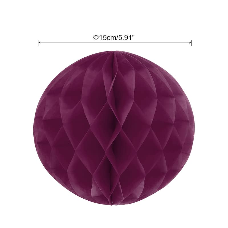 6Pcs Paper Pom-Poms Balls Paper Tissue Flower Ball for Party Decor - Wine Red - 6 Inch