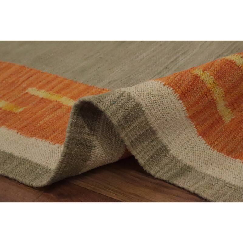 Hand Woven Oriental 100% Wool Carpet Southwestern Tribal Greys & Charcoal Kilim Area Rug - 11' 7'' X 9' 5''