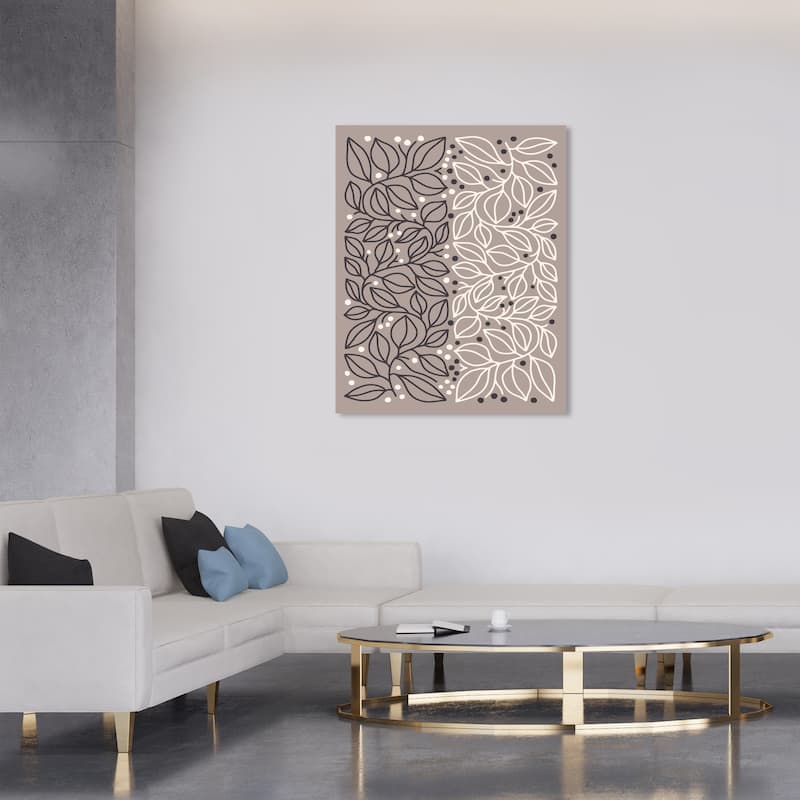 Wynwood Studio Canvas Floral and Botanical Both Sides Leaf Vines Gray Modern & Contemporary Wall Art Canvas Print - 30 x 36