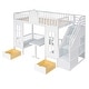 preview thumbnail 8 of 25, Playhouse Twin Bunk Bed with Changeable Table, Convertible Upper Bed, Down Desk