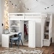 preview thumbnail 1 of 14, Full Size Loft Bed with Foldable Door Panels Wardrobe,Desk and Cabinets