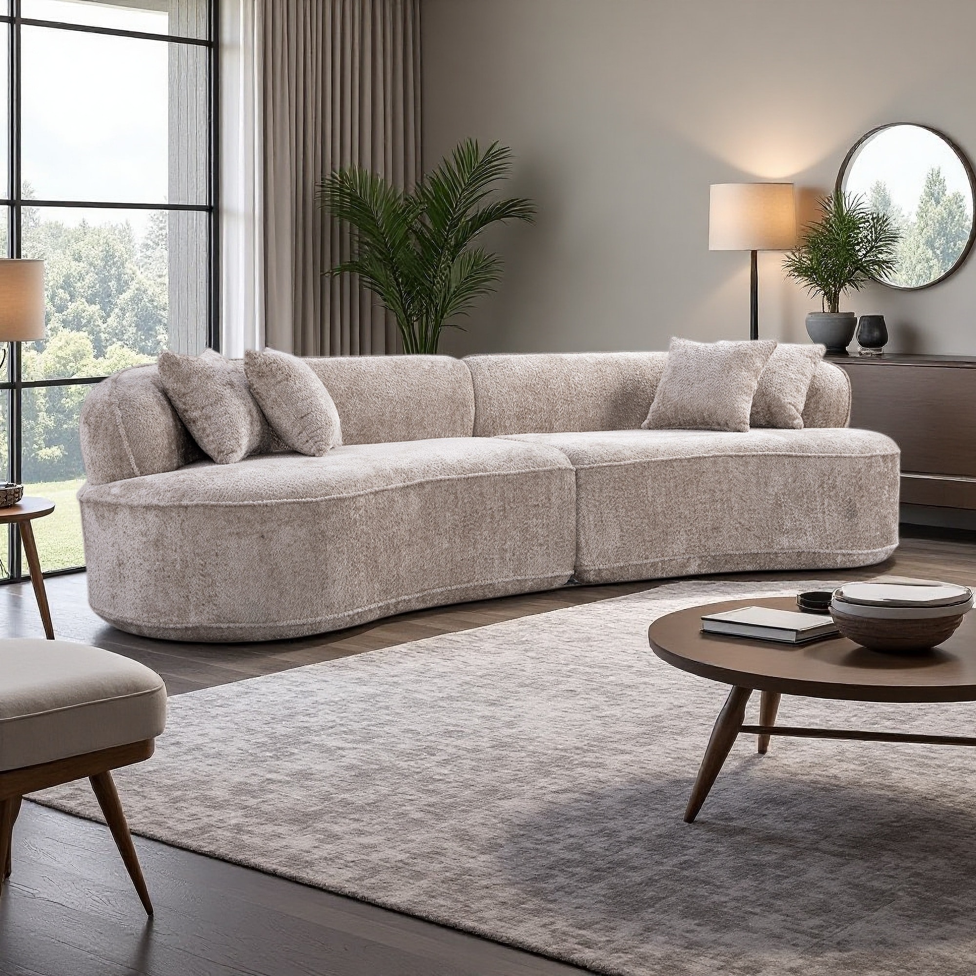 114" Foam Modern Curved Luxury Oversized Sectional Sofa with Sleeper Function and No Assembly Required