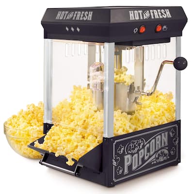 Nostalgia Vintage 2.5-Ounce Tabletop Kettle Popcorn Maker, Black