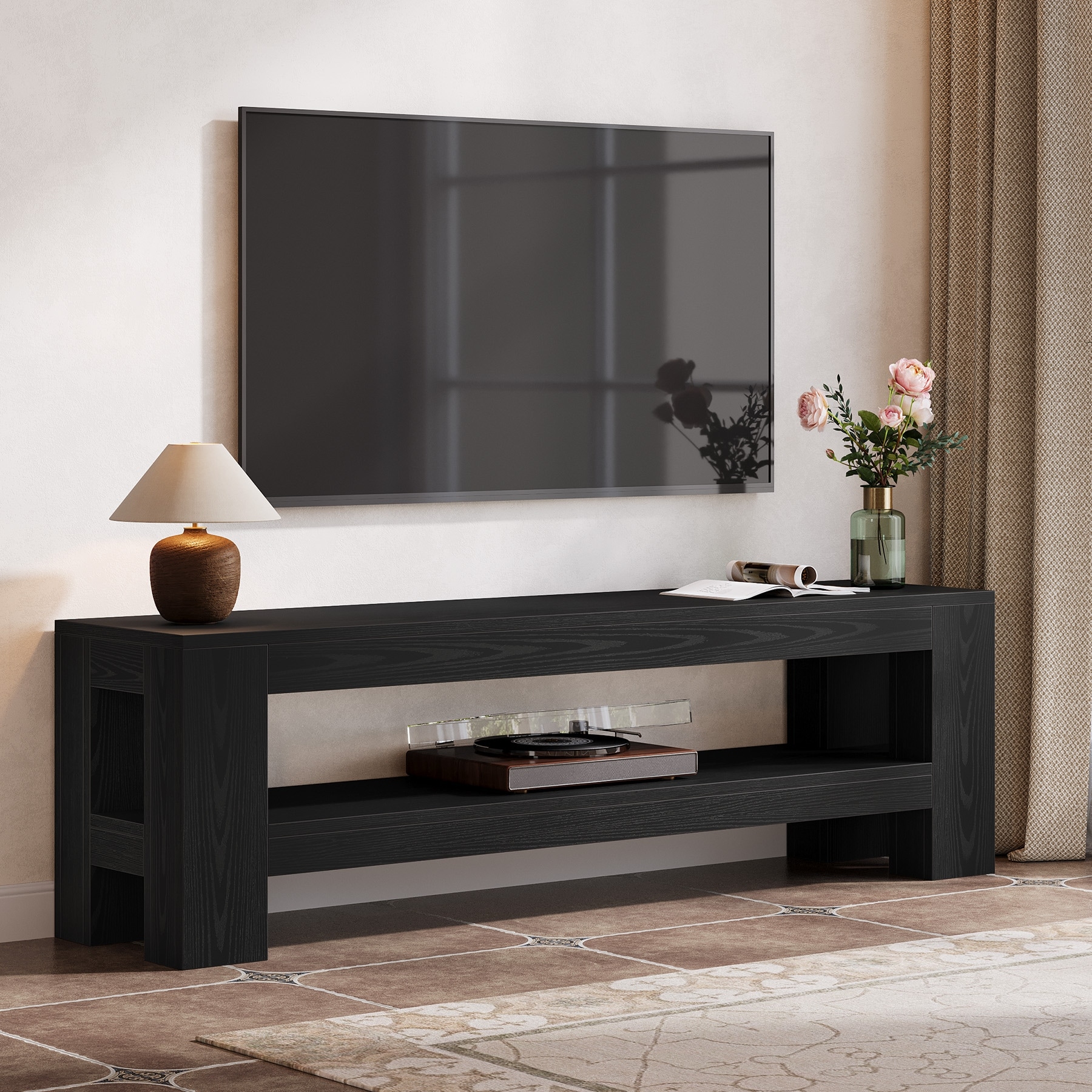 TV Stand, Media Console with Storage Shelves, Entertainment Center Television Console Accent Cabinet for Living Room, Bedroom