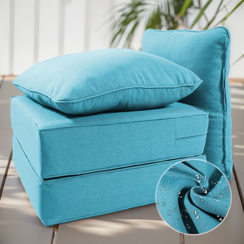 Gymojoy 24"x24"x6" Thick Cushions & Pillows Set - Deep Seat Indoor/Outdoor Water & Fade Resistant