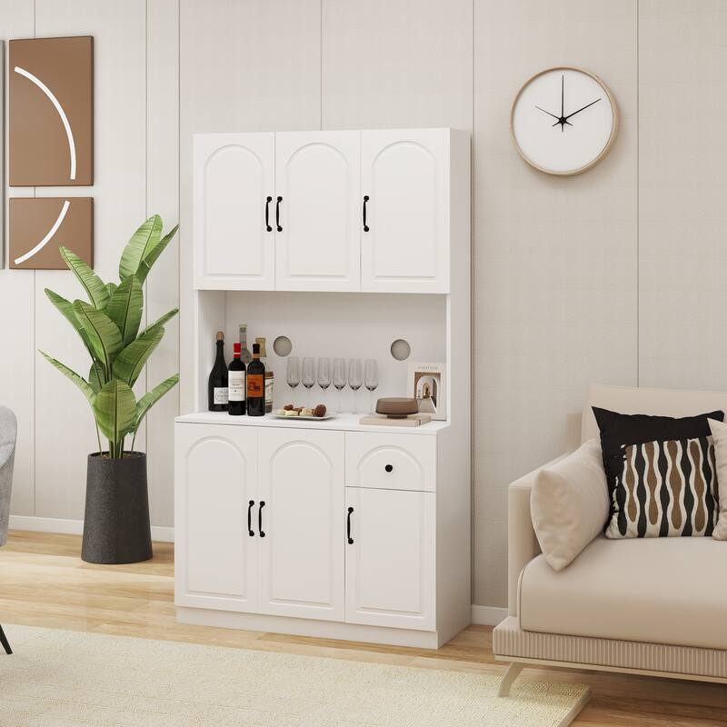Kitchen Pantry Sideboard with Microwave Oven Countertop