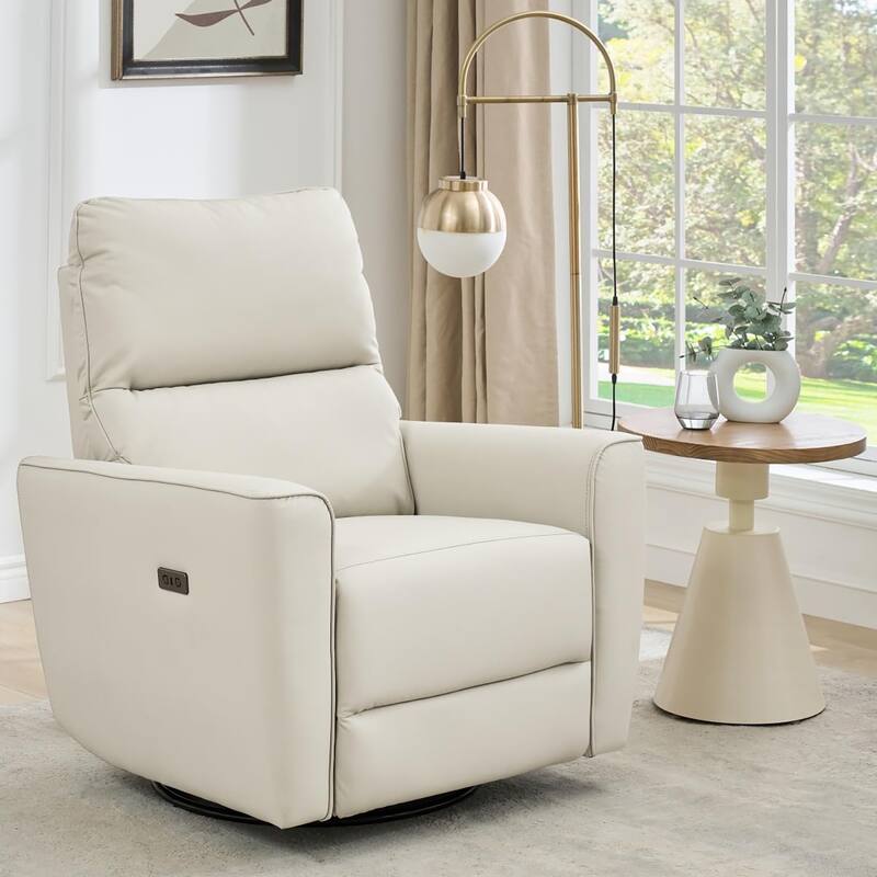 Power Recliner Chair Swivel Rocking Glider PU Leather Upholstered Glider Recliner Nursery Chair