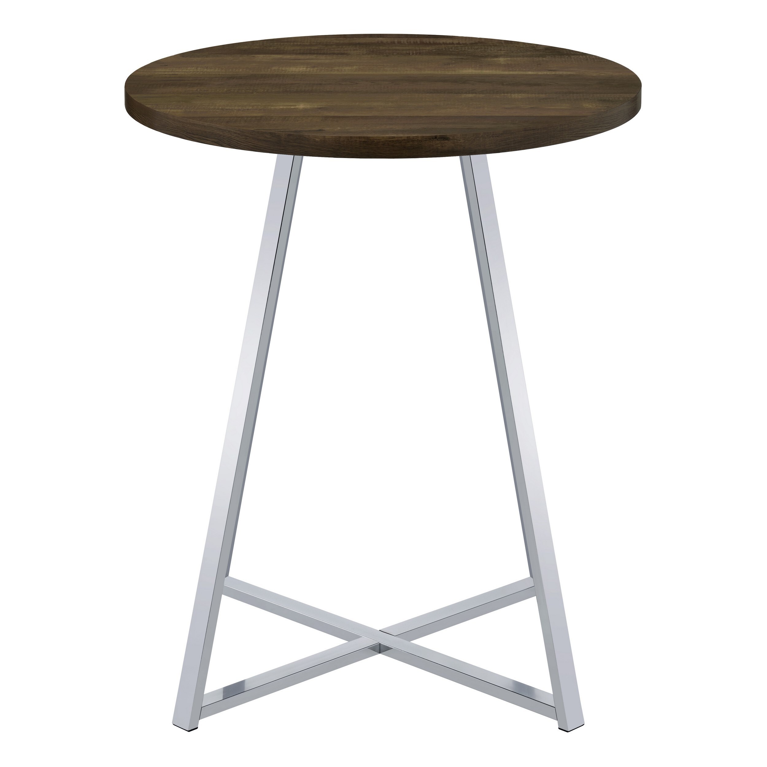 43 Inch Tall Modern Bar Table Brown Round Top Polished Chrome Flared Legs Bed Bath Beyond 37963520